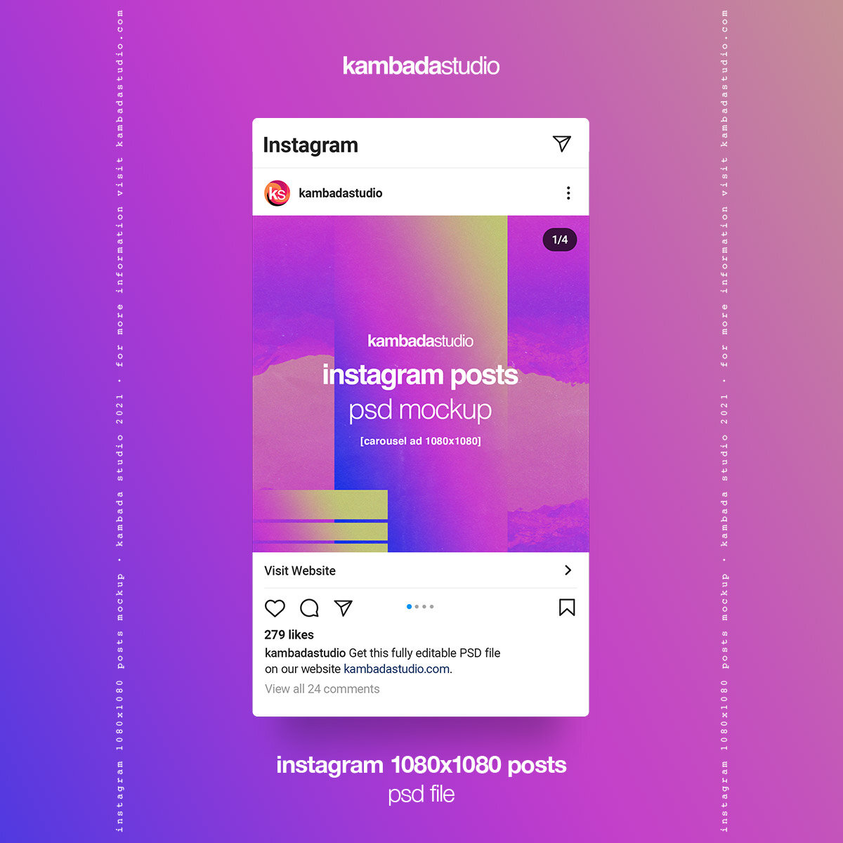 Instagram mockup 2020  psd, sketch, figma  free. Instagram 1080x1080 Posts Psd Mockup Kambada Studio